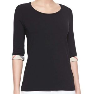 BURBERRY Black 3/4 Sleeve Shirt Medium